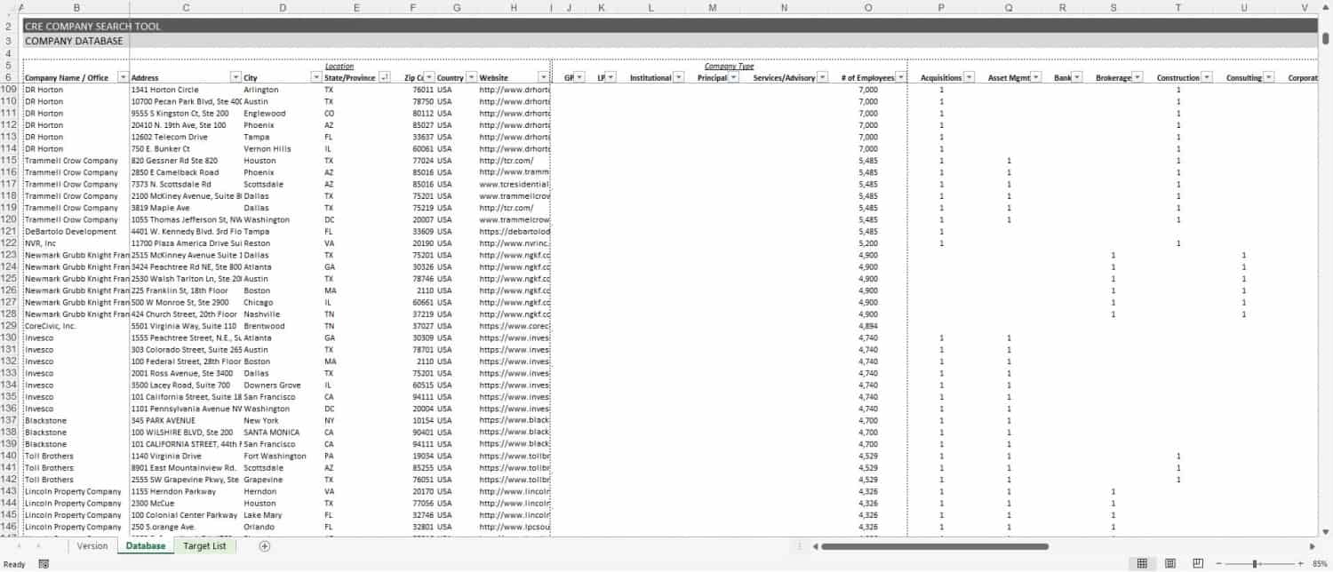 Commercial Real Estate Company Database Tool - A.CRE